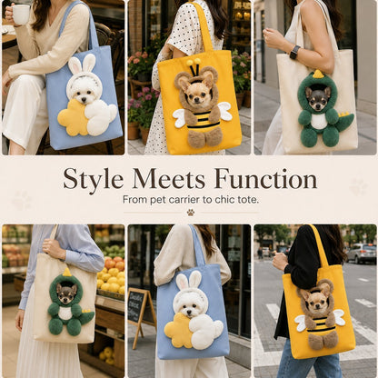 49% OFF | 🐶 💕Cute Pet Carrier Tote Bag - Adorable Small Dog & Cat Travel Bag with Safety Clip🐾