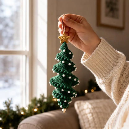 ☃️Crochet Snowman Spiral Ornament DIY Kit | Complete Beginner-Friendly Set with Soft Yarn, Crochet Hook, Festive Beads, Snowflakes & Step-by-Step Guide 🧶🎄✨