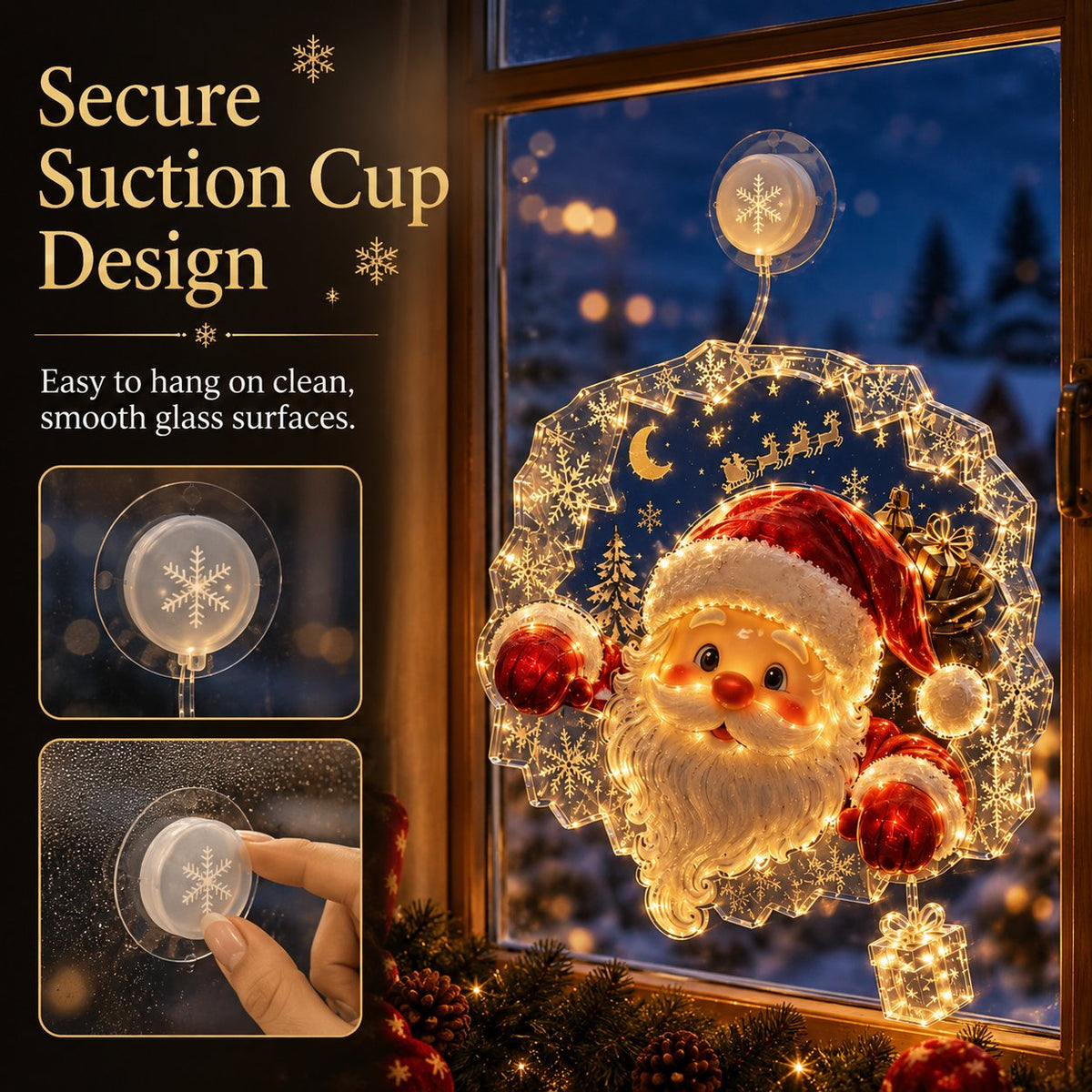 🎄 Weihnachts-Fensterlicht mit Saugnapf