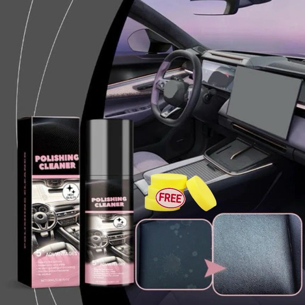 🚗 100ml Multi-Purpose Car Interior Polish Cleaner | Free Towel & Sponge Included