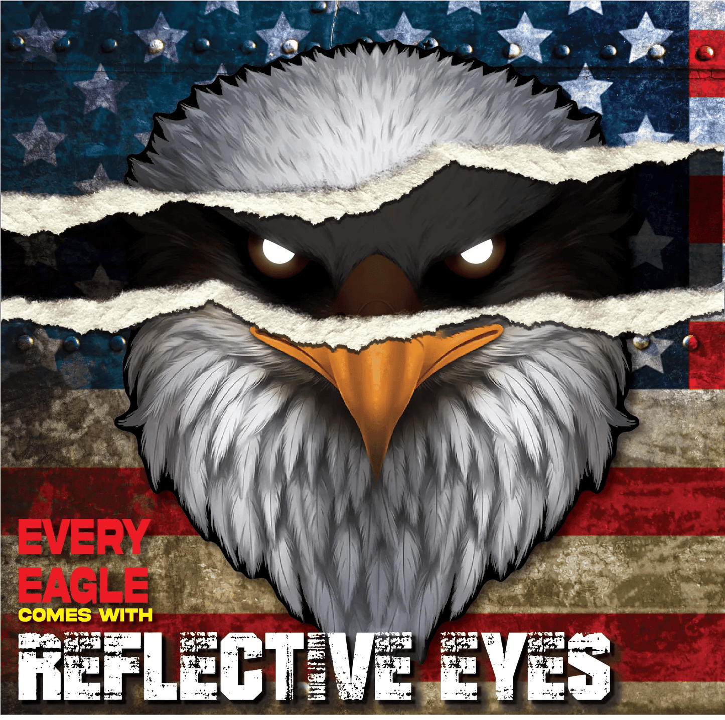 🦅 Reflective Eagle Eyes USA Flag Decal