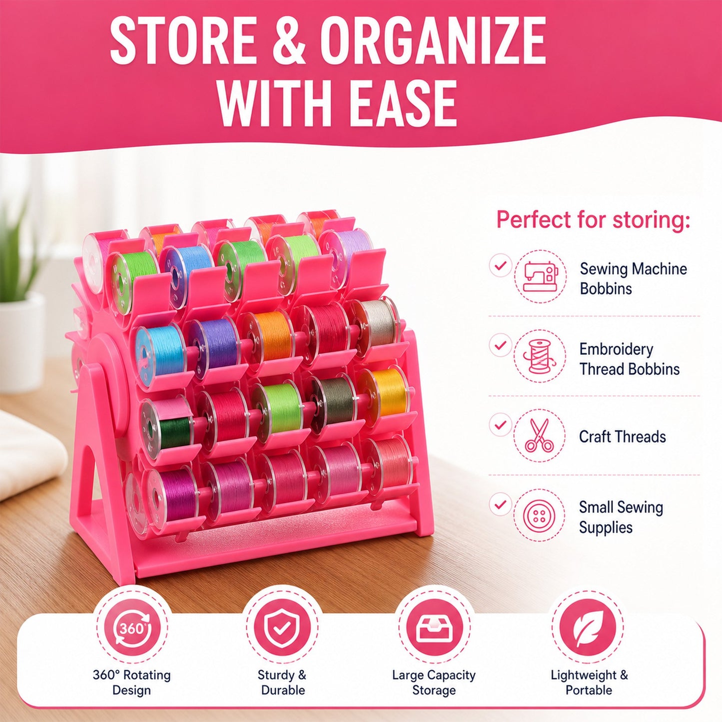 🔥Last Day 60% OFF✨ - 🧵Rotating Bobbin Thread Organizer