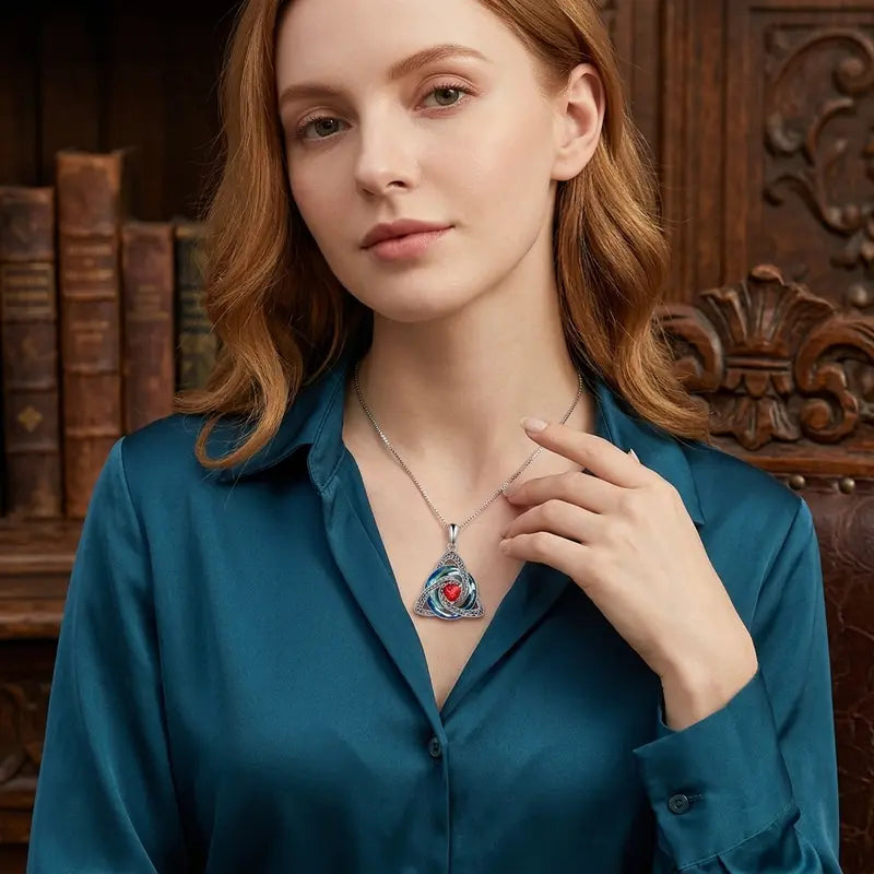 Celtic Trinity Knot Birthstone Necklace