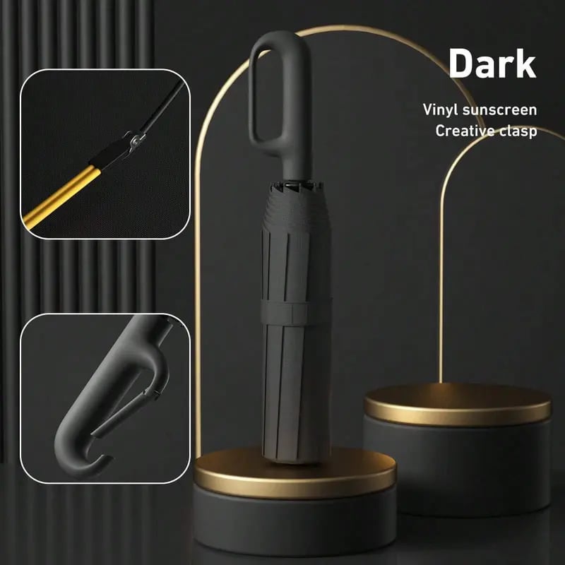 Portable Automatic Folding Umbrella, Windproof Waterproof with Loop Buckle