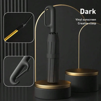 Portable Automatic Folding Umbrella, Windproof Waterproof with Loop Buckle