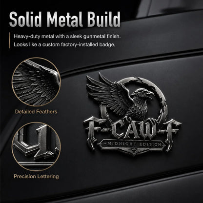 🦅 F-CAW-F Midnight Edition Metal Emblem - Premium Raven Badge For Drivers With Attitude