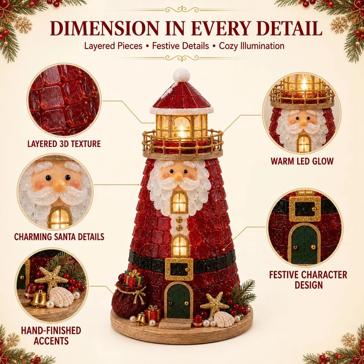 🔥 LAST DAY 49% OFF –🎄 DIY Lighted Christmas Sea Glass-Style Lighthouse Kit ✨