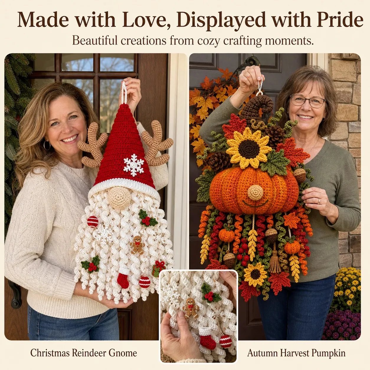 🔥 HOT SALE 🔥⏳ New Arrival 49% OFF – 🧶 DIY Seasonal 3D Crochet Door Hanger Kit Collection | Coordinated Yarn, Filling, Accessories & Step-by-Step Instructions Included 💕