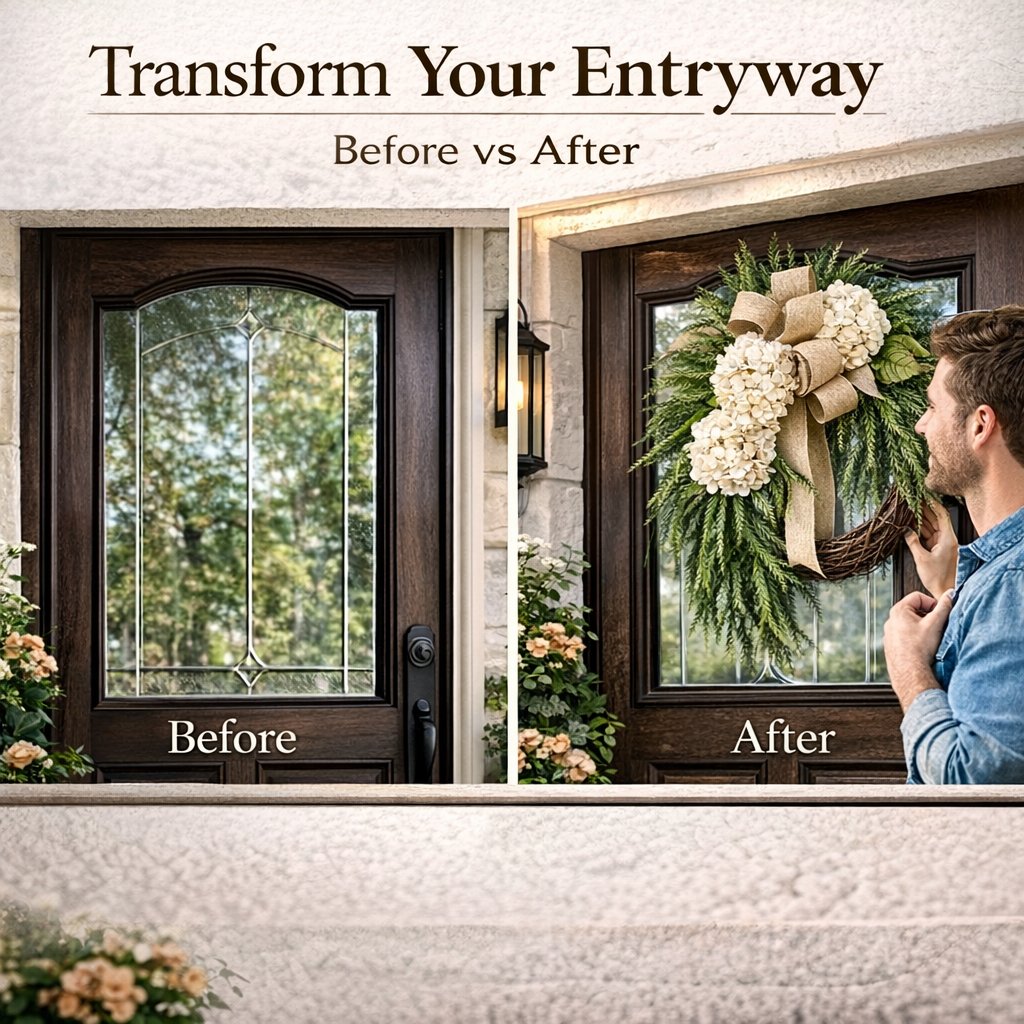 🌸Handcrafted Hydrangea Wreath – The Perfect All-Season Front Door Decor