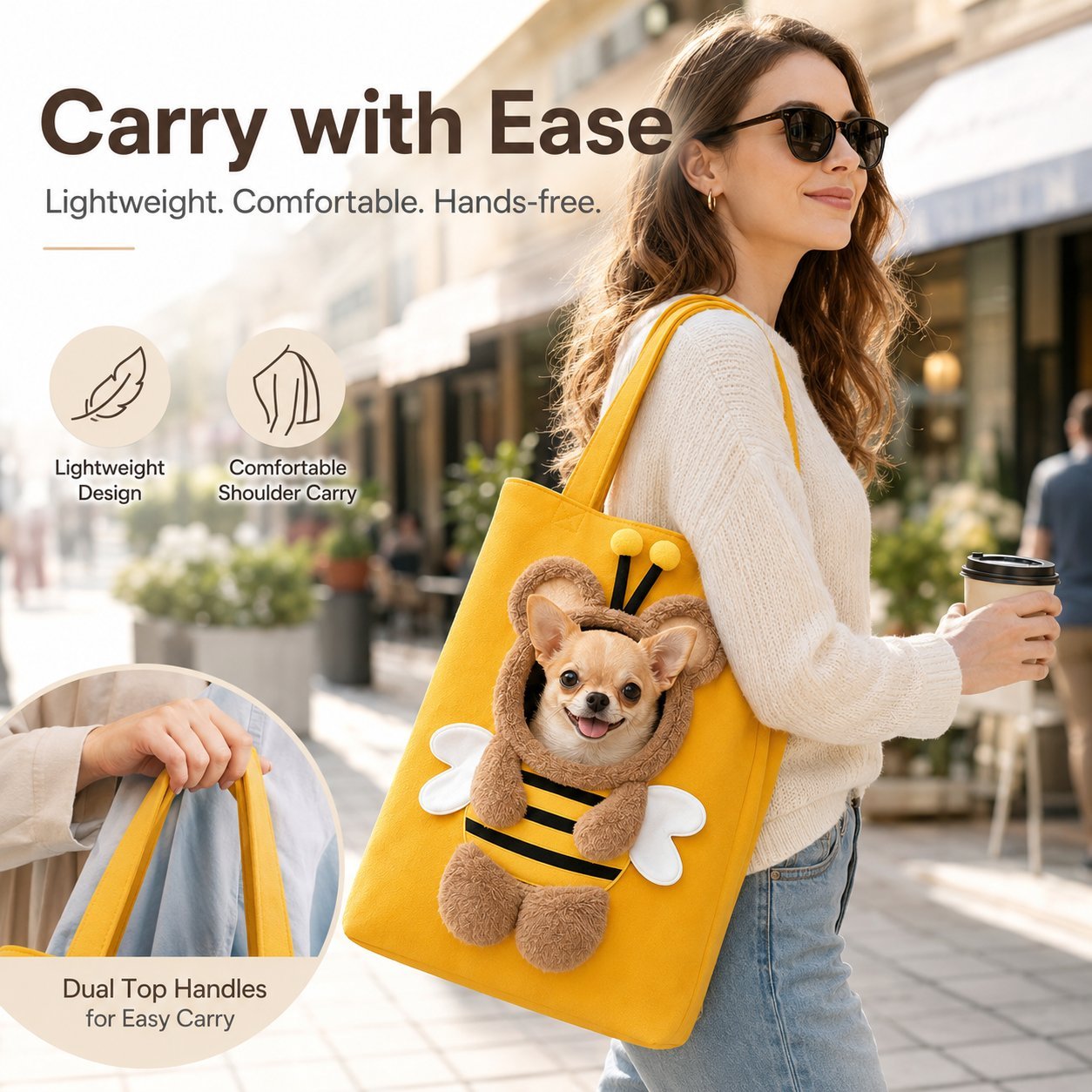 49% OFF | 🐶 💕Cute Pet Carrier Tote Bag - Adorable Small Dog & Cat Travel Bag with Safety Clip🐾