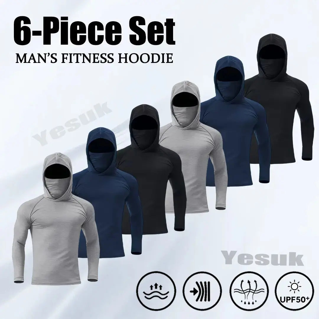 👕🔥 Men's 6-Piece Slim Fit Hoodie Pullover Set