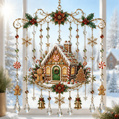 49% OFF – 🎄Handmade Christmas Stained Glass Window Hanging | Tempered Stained Glass, K9 Crystal Drops & Ready-to-Hang Holiday Decor ✨