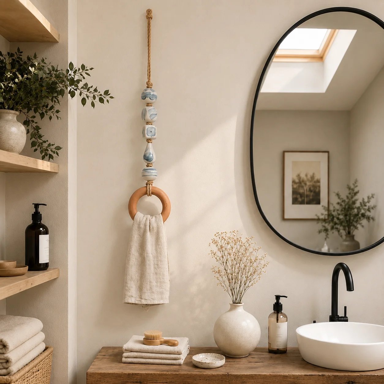 ✨Decorative Beaded Towel Hanger with Wooden Ring(📦Buy 2 Free Shipping)