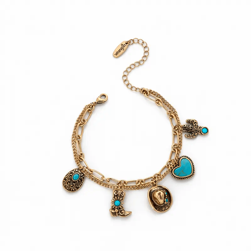 🏇🤠Handmade Western Cowboy Charm Bracelet with Boot Hat Cactus & Heart Charms🌵BUY 2 GET 10% OFF