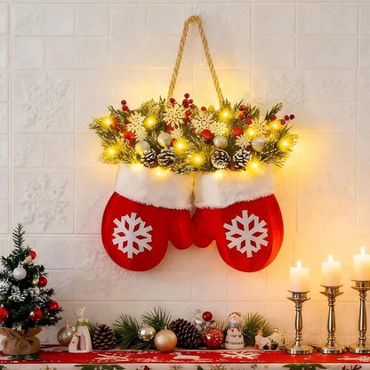 🔥49%OFF🎅 Flashing Christmas Glove Wreath · Create a warm and cosy Christmas atmosphere🧤🧦