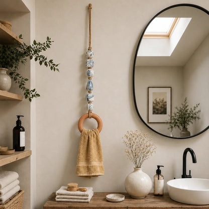 ✨Decorative Beaded Towel Hanger with Wooden Ring(📦Buy 2 Free Shipping)
