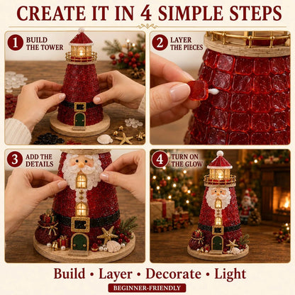 🔥 LAST DAY 49% OFF –🎄 DIY Lighted Christmas Sea Glass-Style Lighthouse Kit ✨