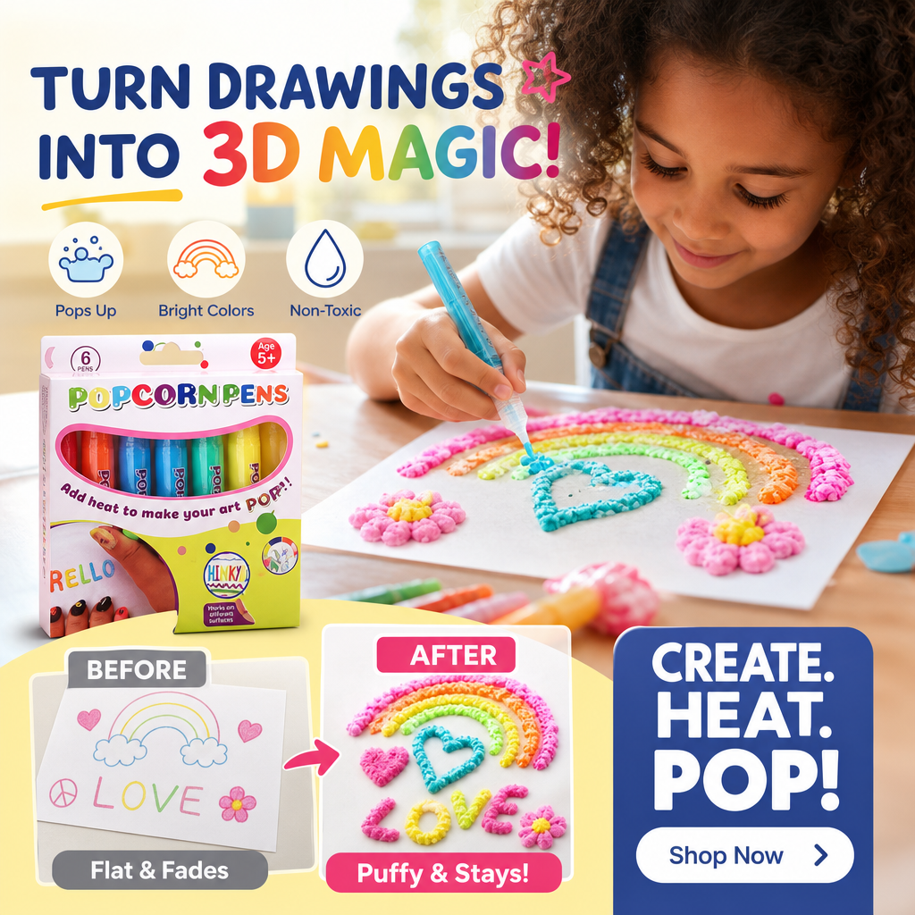 🎁Watch Their Drawings POP!🎁6 pens per box - Magic Puffy Pens