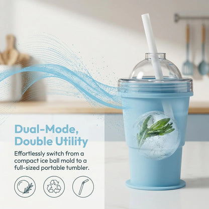 🧊Folding Ice Hockey Cup – Portable Silicone Whiskey Ice Sphere Maker & Drink Cup 🍹