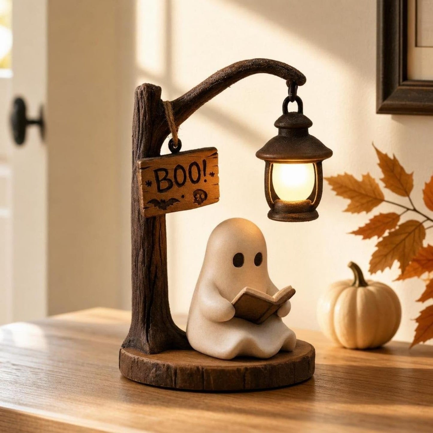 👻Cute Halloween Ghost Reading Figurine📚