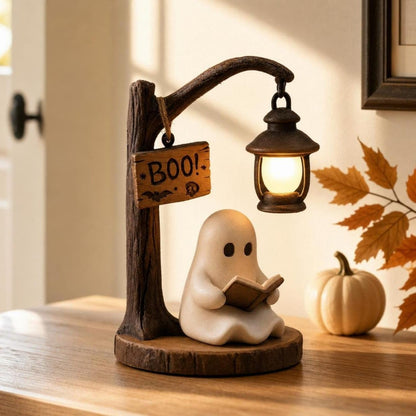 👻Cute Halloween Ghost Reading Figurine📚