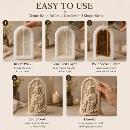 ⏳49% OFF – ✝️ Good Shepherd Jesus 3D Candle Mold Set