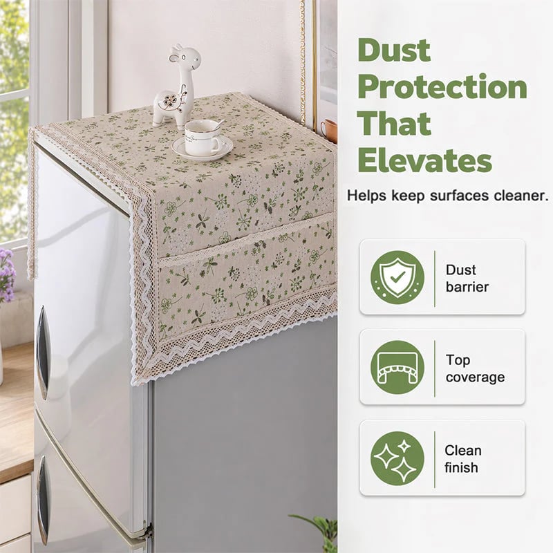 💖LAST DAY SALE!!💖✨Cotton Linen Refrigerator Dust Cover with Pockets