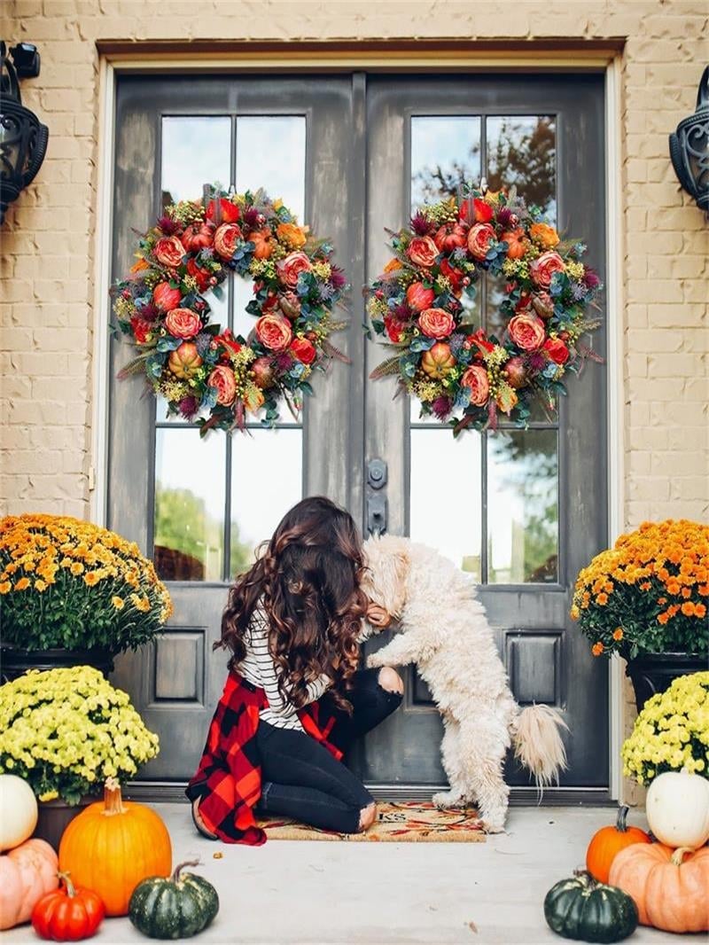 🔥Last Day 49% OFF💖 Handmade Fall Peony And Pumpkin Wreath - Year Round Wreath