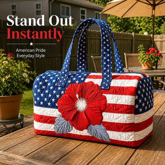 🔥HOT SALE 49% OFF🔥 Floral American Flag Travel Duffel🥳BUY 2 GET 10% OFF