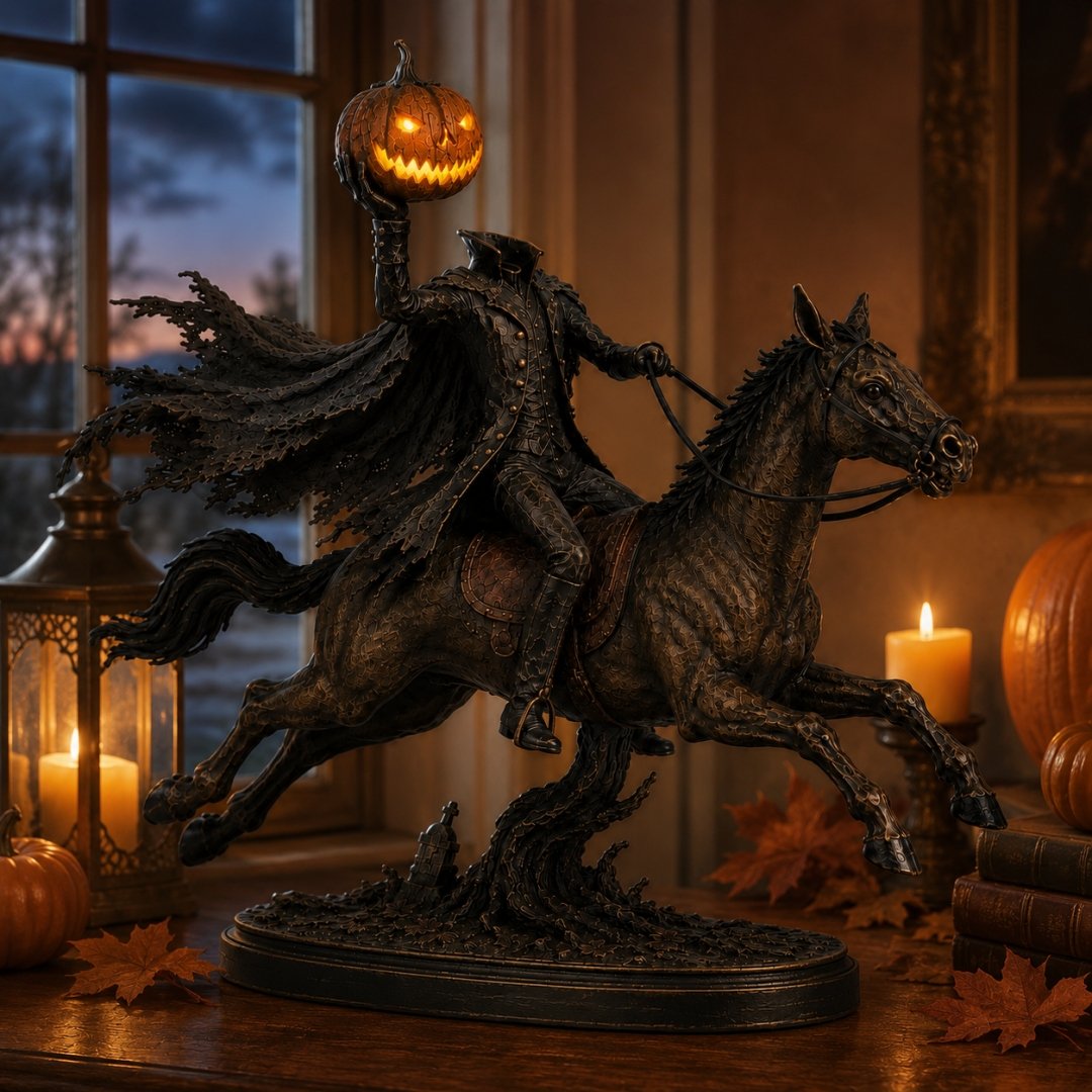 ⏰Limited Stock 50% OFF - 🎃🏇Midnight Chase Headless Horseman Statue✨