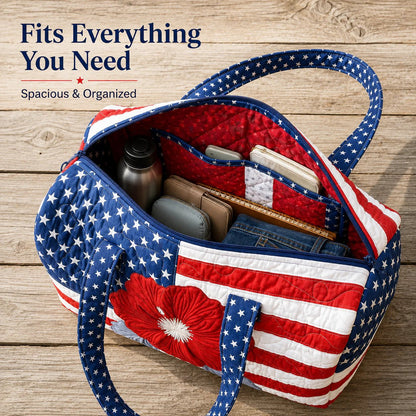 🔥HOT SALE 49% OFF🔥 Floral American Flag Travel Duffel🥳BUY 2 GET 10% OFF
