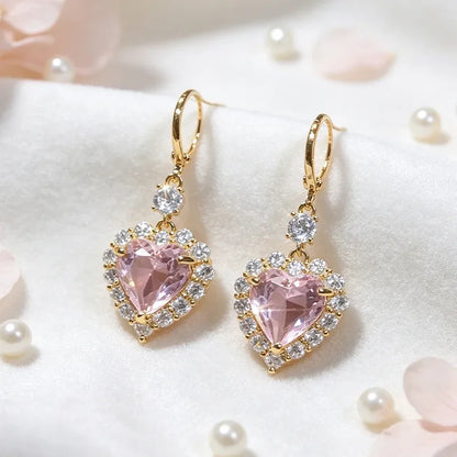 🩷Sparkling Heart-Shaped Drop Earrings💫