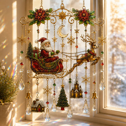 49% OFF – 🎄Handmade Christmas Stained Glass Window Hanging | Tempered Stained Glass, K9 Crystal Drops & Ready-to-Hang Holiday Decor ✨
