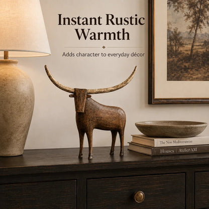 Vintage Longhorn Bull Sculpture