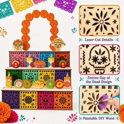 ✨Mexican Day of the Dead Wooden Altar Display Set 🎃