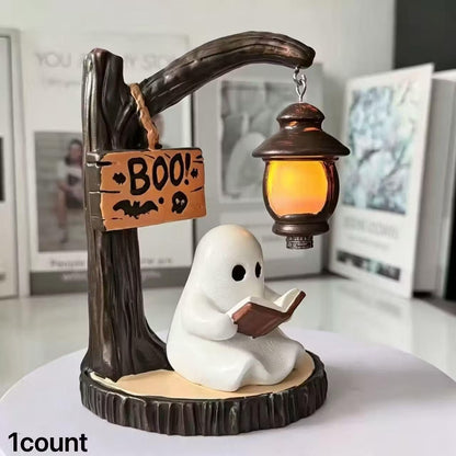 👻Cute Halloween Ghost Reading Figurine📚