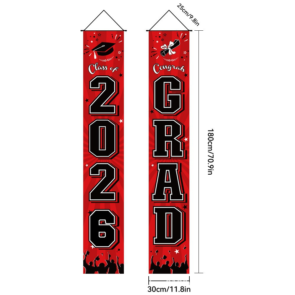 🎓Class of 2026 Graduation Banner | Congrats Grad Front Door Porch Decor for Graduation Party (✨Set of 2)