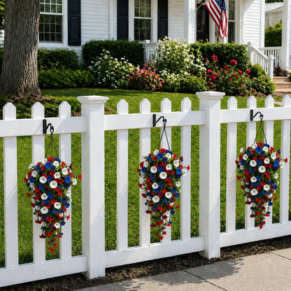 🏆Flash Sale-50% OFF⚡ 50K+ SOLD! Red, White & Blue Artificial Morning Glory Hanging Vines – 3-Piece Set