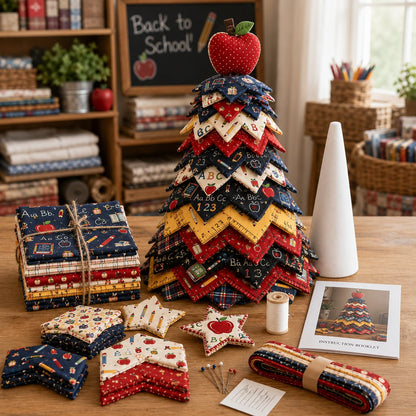 🔥LAST DAY 49% OFF - 🎄Americana Christmas Tree Quilt Kit – Easy Layered Fabric Holiday Décor for Quilting Lovers