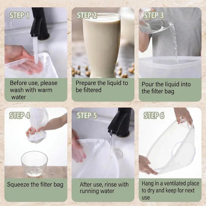 Bowl-Shaped Nylon Nut Milk Bag, Reusable Strainer Bags（3Pcs）