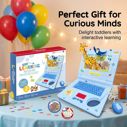🔥Hot Sale 49% OFF🔥 Interactive Simulation Toy Laptop – Pretend Play Computer with A-Z Keyboard & 1-10 Number Keys, 55+ Songs Lights Sounds, 5 Learning Modes (ABC/Numbers/Music/Games/Messages), Foldable with Handle