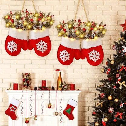 🔥49%OFF🎅 Flashing Christmas Glove Wreath · Create a warm and cosy Christmas atmosphere🧤🧦