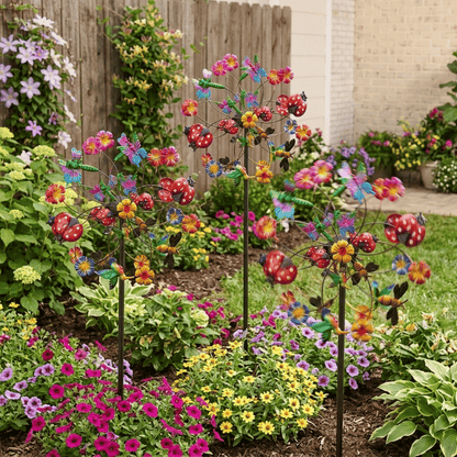 ☀️🌀Outdoors Wind Spinners with Decorative Flowers🌸(Includes bracket)80cm