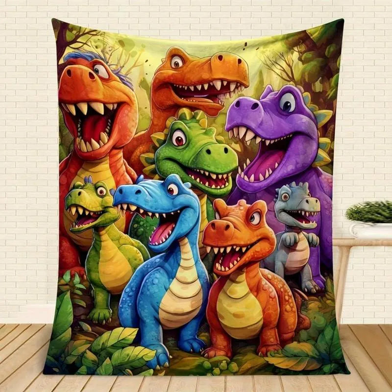 🌟Cute Smiling Dinosaurs HD Digital Print Flannel