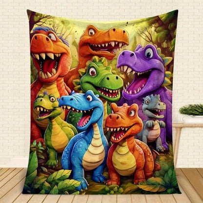 🌟Cute Smiling Dinosaurs HD Digital Print Flannel