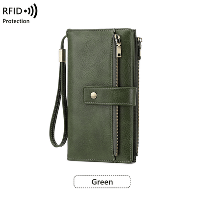 Women's RFID Leather Long Wallet - Stylish Clutch👛