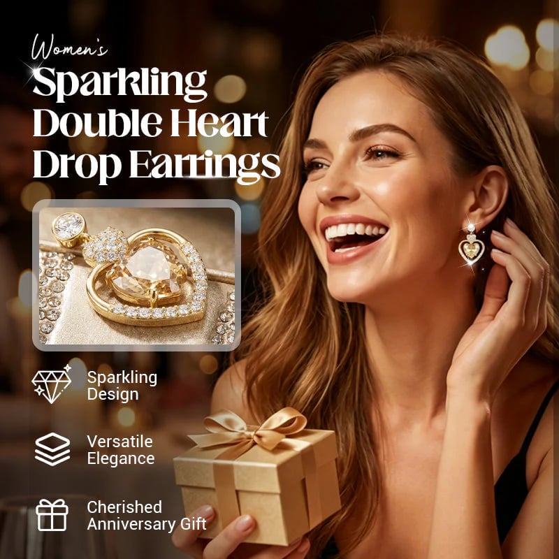 💎 LIMITED-TIME BUY 1 GET 1 FREE! ✨ Women’s Sparkling Double Heart Drop Earrings – Dazzling, Lightweight, Romantic ❤️