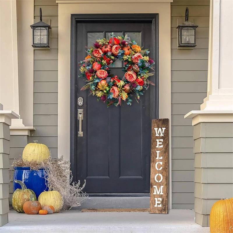 🔥Last Day 49% OFF💖 Handmade Fall Peony And Pumpkin Wreath - Year Round Wreath