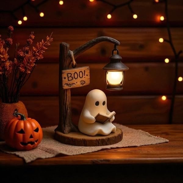 👻Cute Halloween Ghost Reading Figurine📚