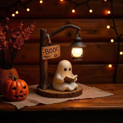 👻Cute Halloween Ghost Reading Figurine📚